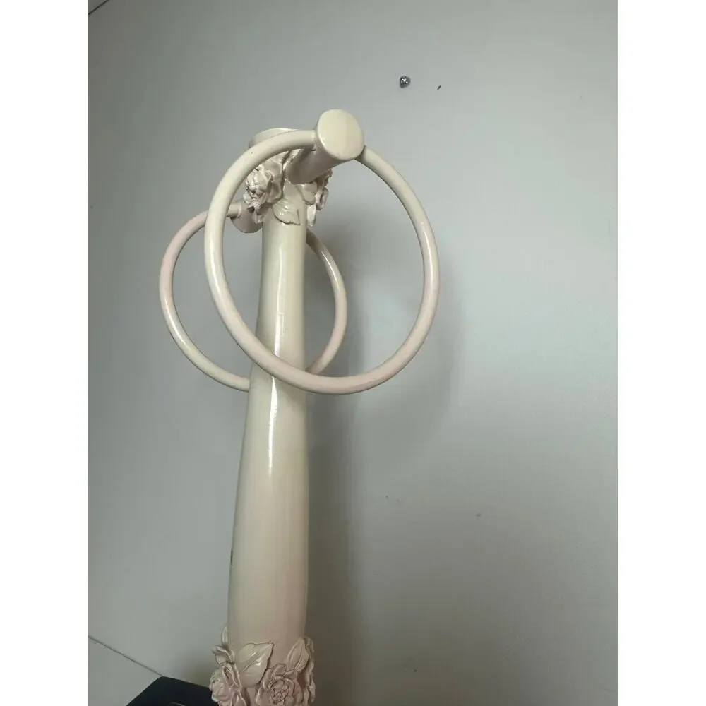 Vintage Shabby Chic Freestanding Countertop Double Ring Guest Towel Holder